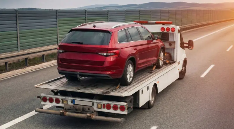 Guincho para carros em Guarujá – carro sendo carregado em plataforma